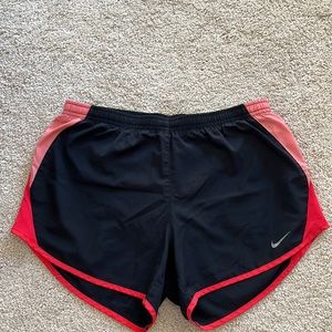 Black with pink on the sides, dry fit, running shorts